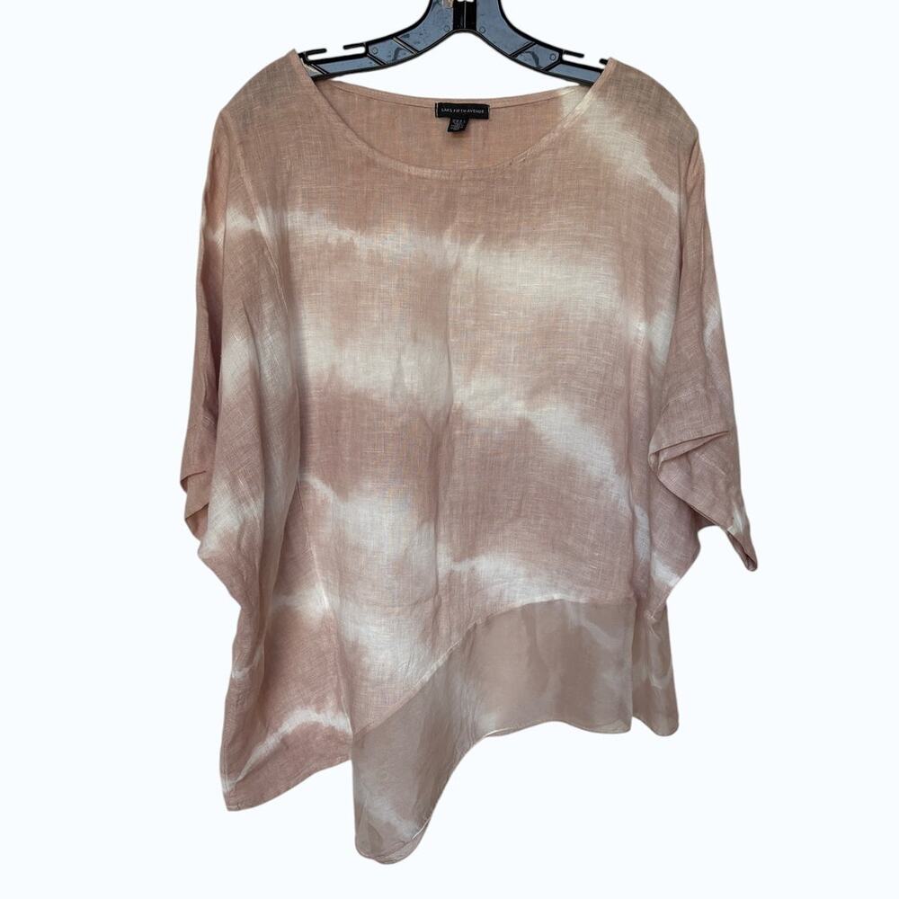Saks Fifth Avenue Artsy Lagenlook Linen Top Tie Dye Boho Loose Fit Unique size M